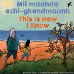 The cover of Mii Maanda Ezhi-Gkendmaanh has an adult and child walking on the beach