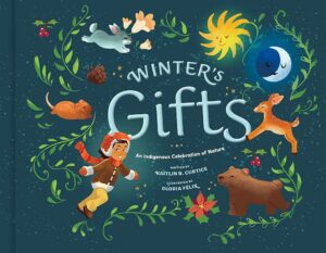 The cover of Winter's Gifts has vines and animals